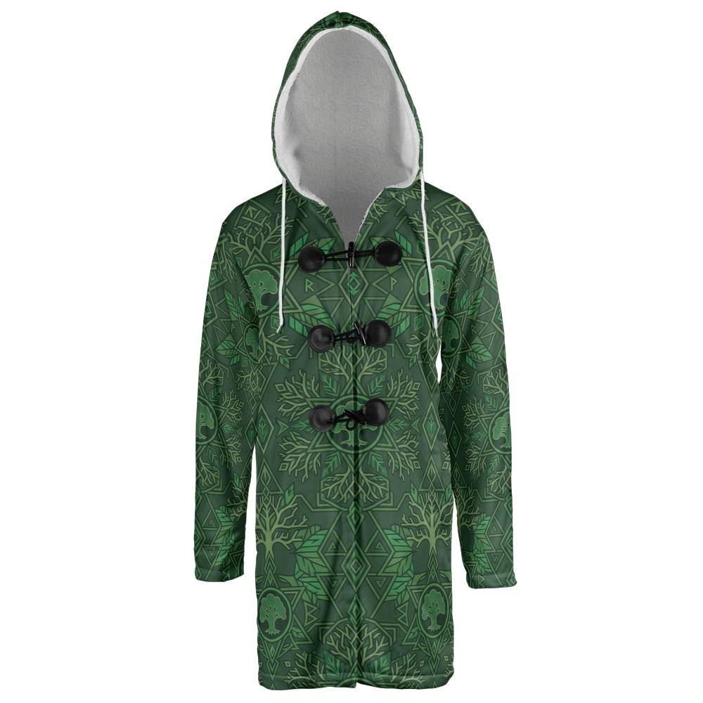 Mono Green Hooded Cloak Coat