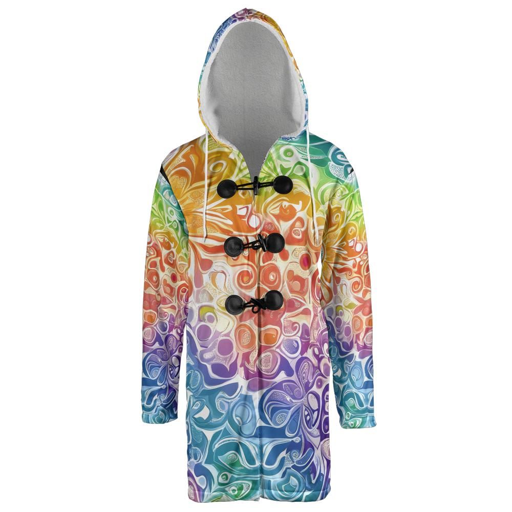 Floral Rainbow Hooded Cloak Coat