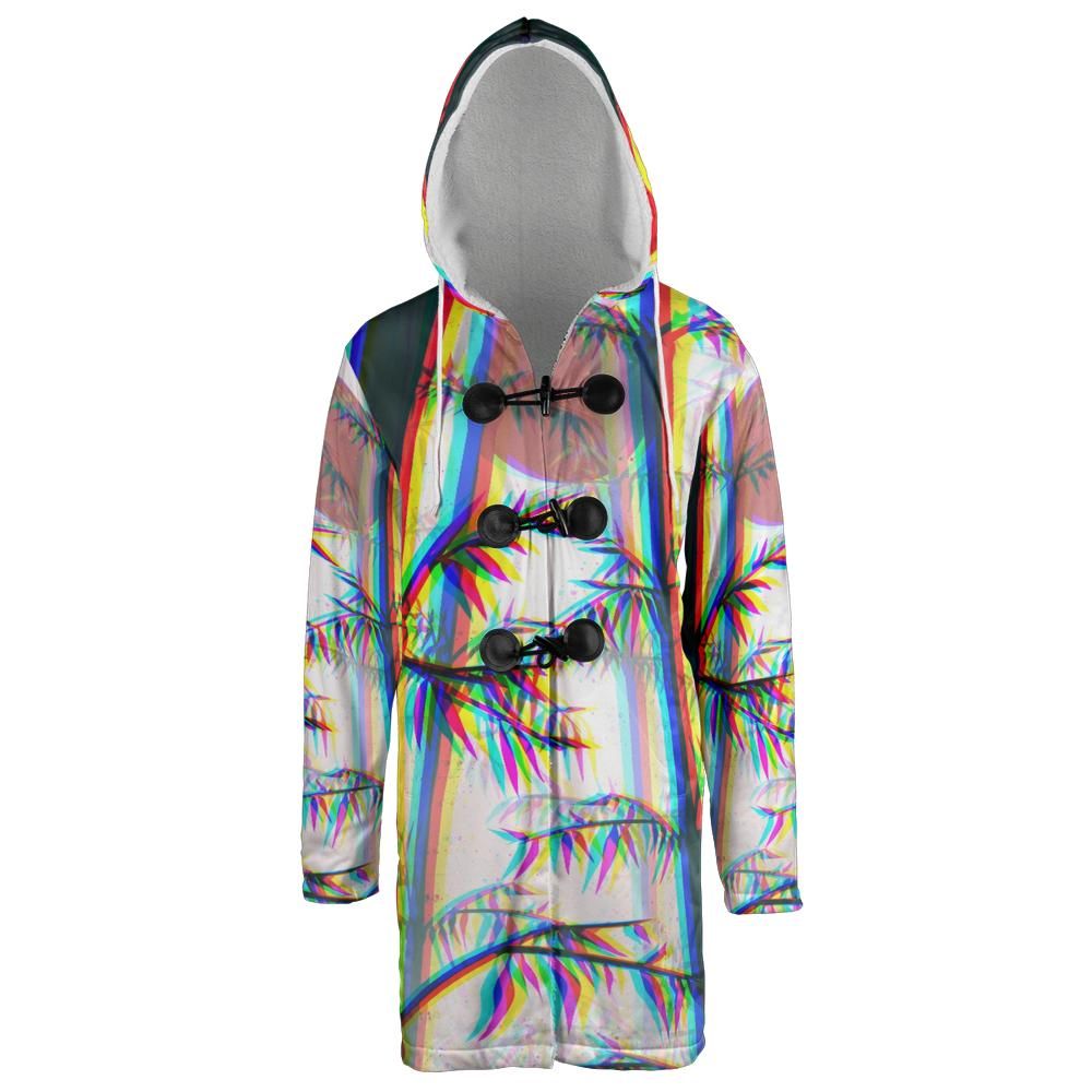 Bamboo Glitch Hooded Cloak Coat