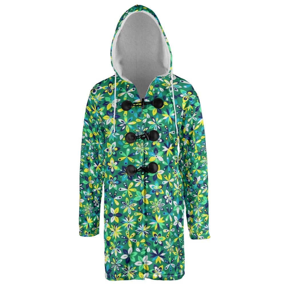 Floral Green Hooded Cloak Coat