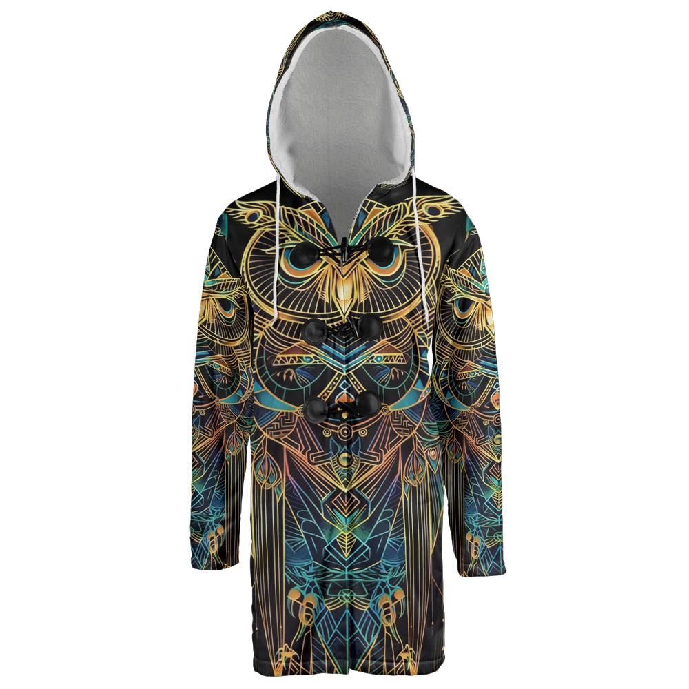 Neon Owl Hooded Cloak Coat