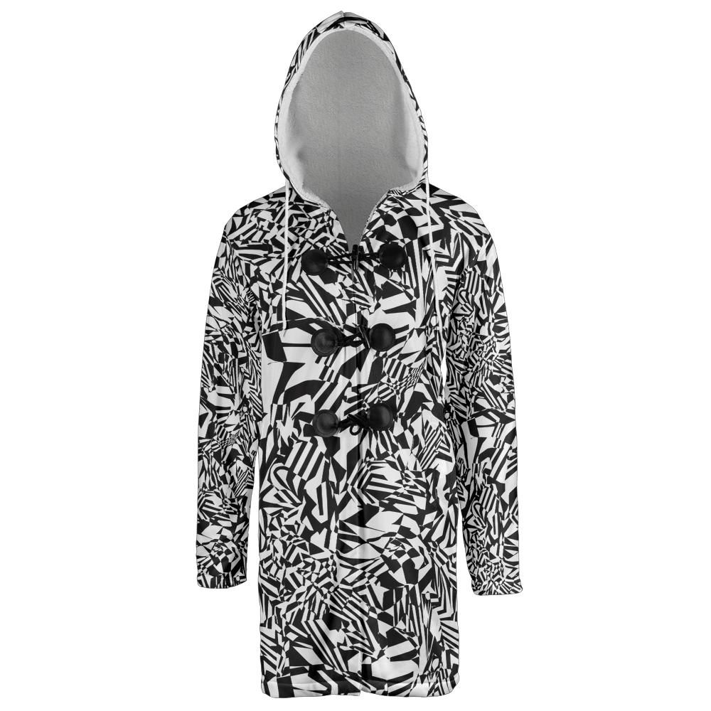 Anti-Surveillance Black and White Hooded Cloak Coat