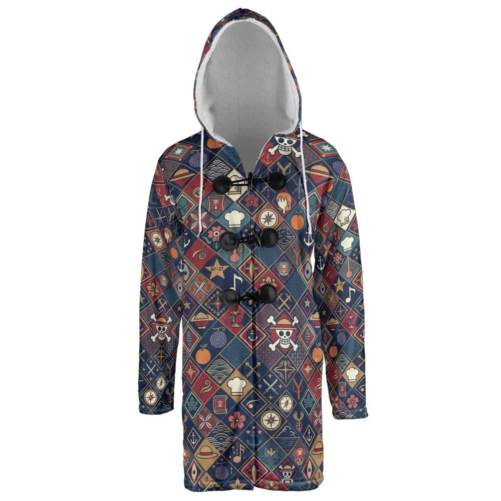 Straw Hat Kimono Pattern Hooded Cloak Coat